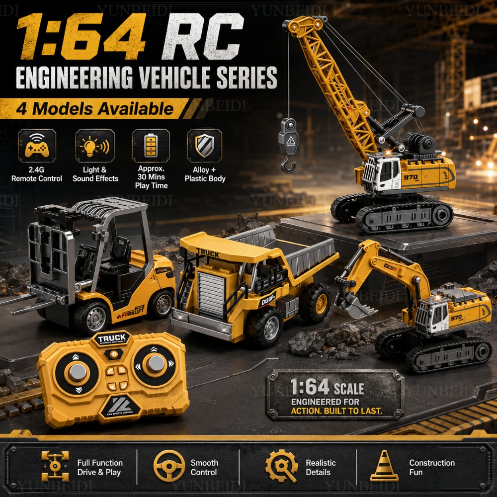 Rc Excavator Hydraulic - Remote Control Mini Alloy Car 1:64